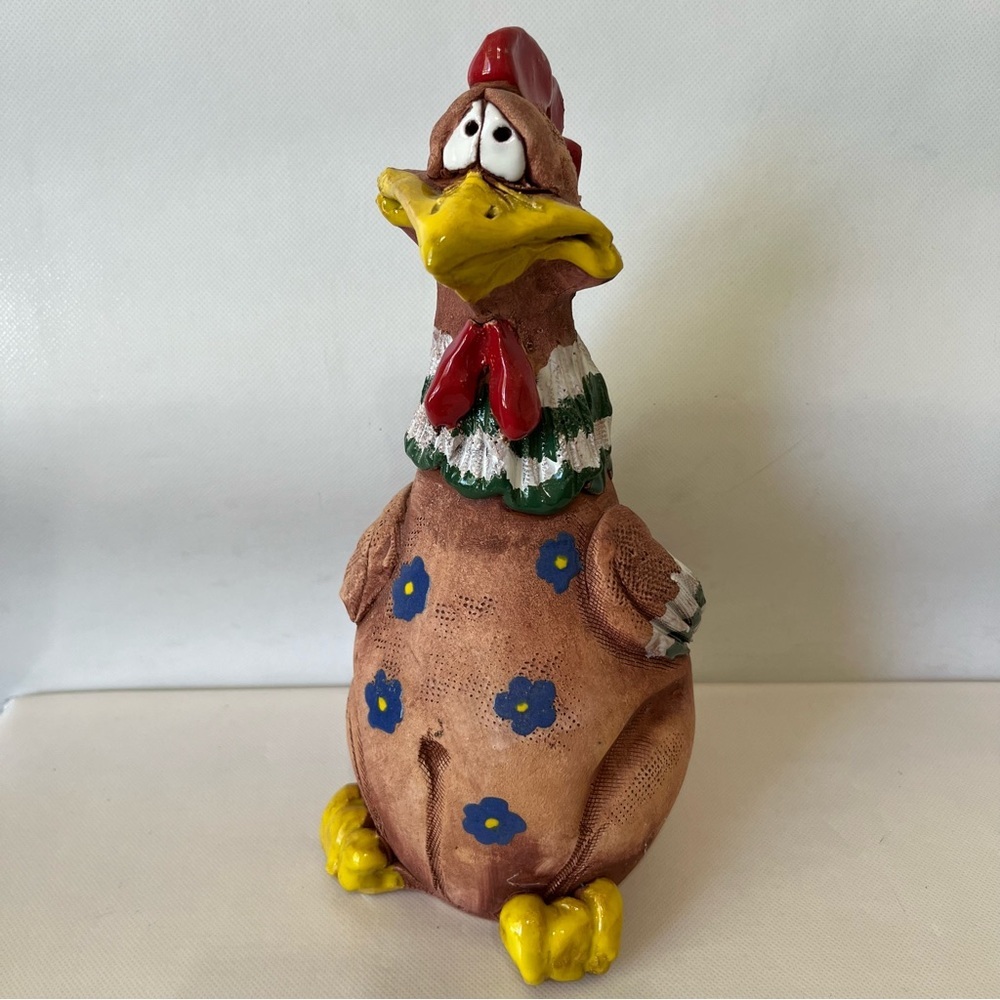 Chicken Pottery Folk Art Piggy Bank